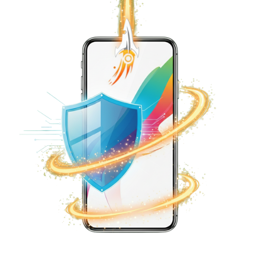 Celular com tela nova e um escudo de proteção na frente