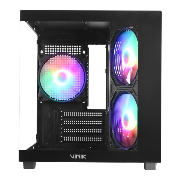 297008_3-17546595578801144.jpeg GABINETE GAMER VINIK G-CUBE PRETO VIDRO TEMPERADO C/ 3 FANS - GGGCVBK - Imagem 3
