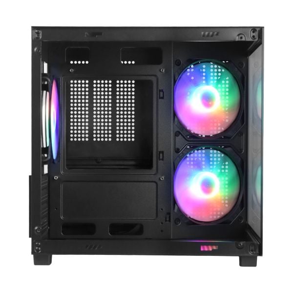 297008_4-17546595685104086.jpeg GABINETE GAMER VINIK G-CUBE PRETO VIDRO TEMPERADO C/ 3 FANS - GGGCVBK - Imagem 4