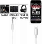 auxiliar audio (IOS para P2 3,5 mm) Conector Compativel com celulares entrada LIGHT A´GOLD CB-01 - Imagem 4