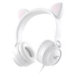 FONE DE OUVIDO HEADSET KITTY EAR - ORELHA DE GATO BRANCO COM MICROFONE CABO 1.2M PLUG P2 ESTEREO P3 - KE110B
