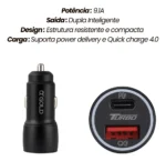 Fonte Turbo 60w Carregador Veicular Rapido Gold 9.1a Cj13-4 - Imagem 4