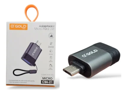 Adaptador Micro V8 Para Usb Micro-cba-21 Agold Original - Preto