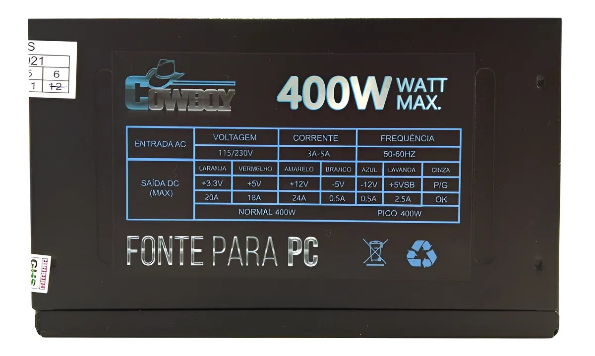 D_NQ_NP_2X_857791-MLA93084862990_092025-F.webp Fonte Gamer Silenciosa Atx 400w Cowboy Kp-532 - Imagem 5