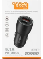 Fonte Turbo 60w Carregador Veicular Rapido Gold 9.1a Cj13-4