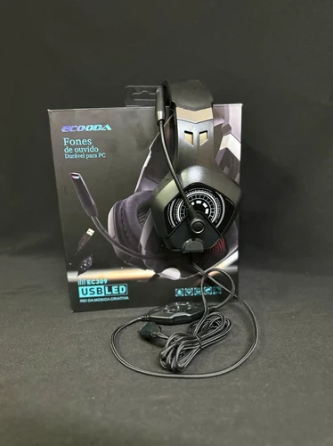 HEADSET GAMER ECOODA EC309 USB PRETO LED RGB