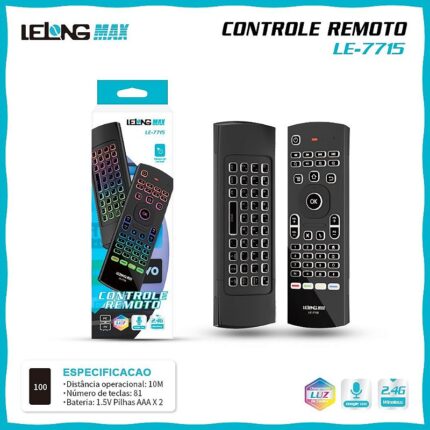 Controle Remoto Air Mouse com Mini Teclado e Voz Lelong LE-7715