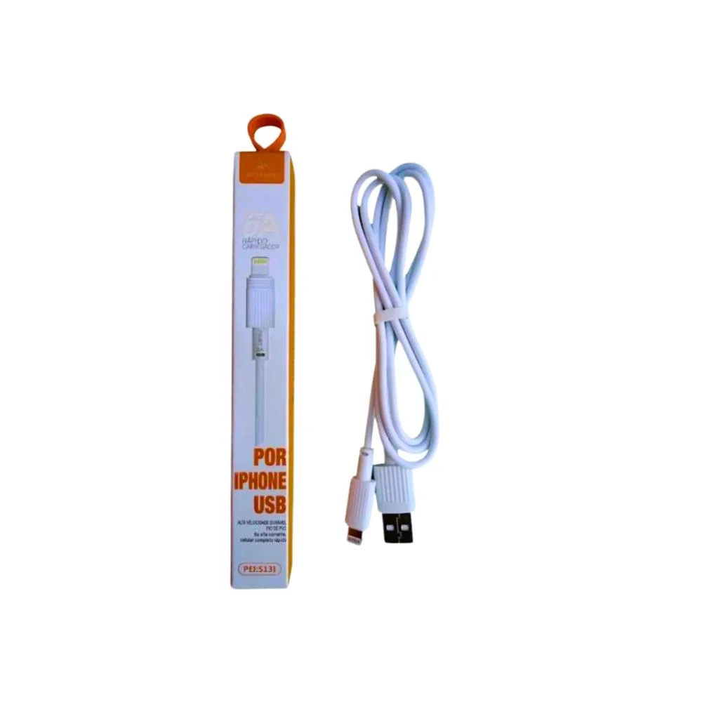 Cabo-Usb-Lighting-Compativel-C-lphone-6a-1m-Peining-Pei-s13-2-Branco_1744808432.webp Cabo iPhone Peining S13-2 6A PVC Durável 1 Metro Branco - Imagem 1