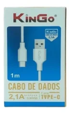 Cabo Kingo USB para Tipo C 2.1A 1m Carregamento e Dados Branco - Imagem 2