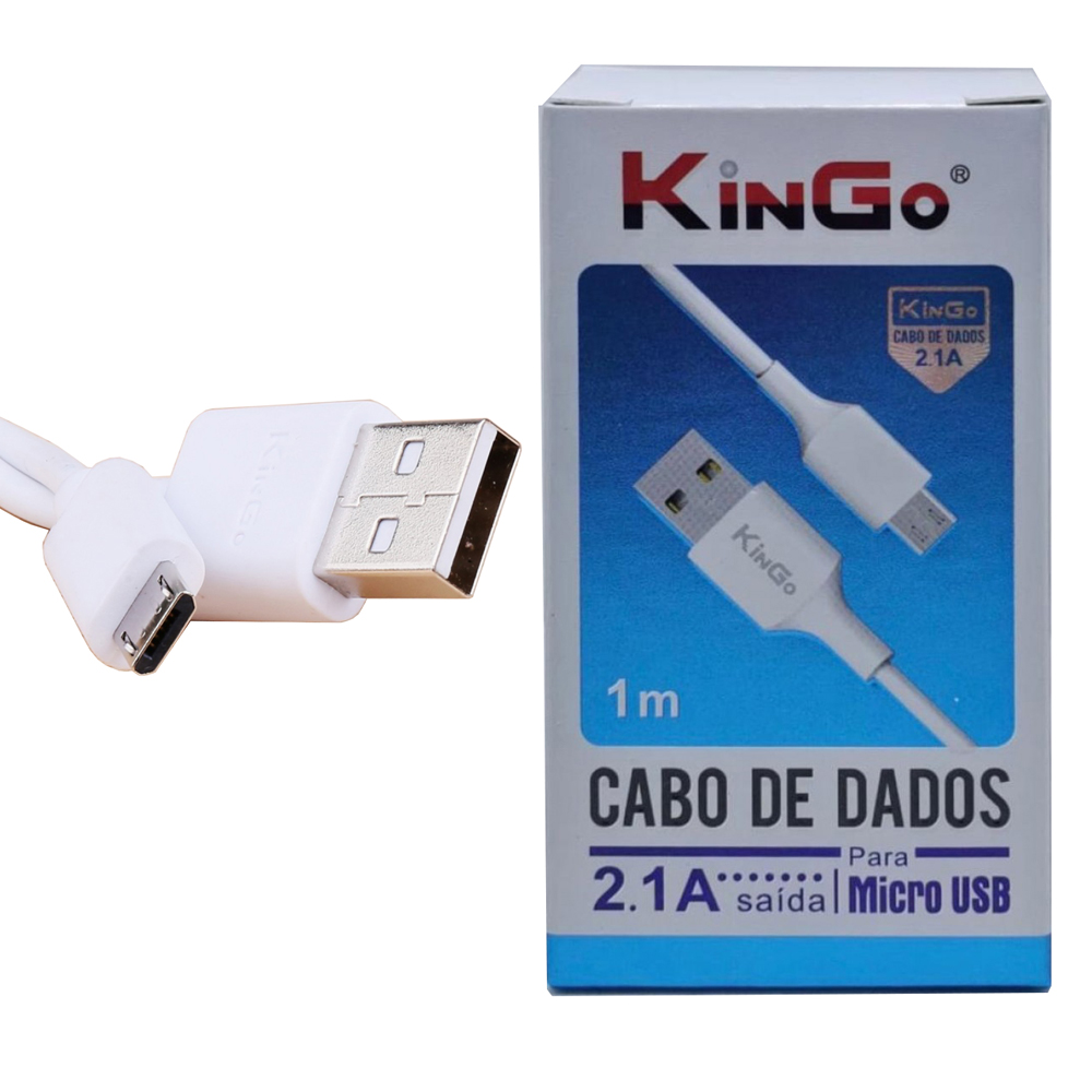 Cabo Kingo 2.1A Rápido Micro-USB (V8) 1 Metro - Imagem 1