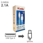 Cabo de Dados USB para iPhone Lightning KinGo 2 Metros 2.1A - Imagem 2