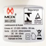 Carregador de Pilhas Mox MO-CP50 para AA, AAA e Bateria 9V Bi-Volt com Auto Stop - Imagem 4