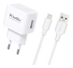 Carregador de Tomada Kingo U201 2.1A + Cabo Lightning (Para iPhone) Branco