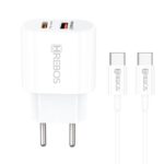 Kit Carregador Classic Duo C Hrebos CRG-215C 38W Dual USB-C – Branco
