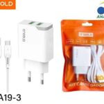 Adaptador Carregador α'GOLD CA19-3 — 15W (DC 5V/3.1A) com 2x USB — Compacto Branco